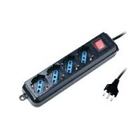 MULTIPRESA 6P ATLANTIS (3 SCHUKO/ITA-BIPASSO + 3 ITA-BIPASSO) + INTERR. NERA - P011-SL203066 / EAN 8026974013367 -GAR.2 ANNI-