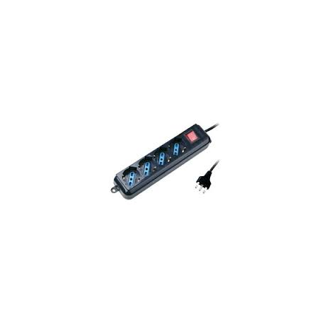 MULTIPRESA 6P ATLANTIS (3 SCHUKO/ITA-BIPASSO + 3 ITA-BIPASSO) + INTERR. NERA - P011-SL203066 / EAN 8026974013367 -GAR.2 ANNI-
