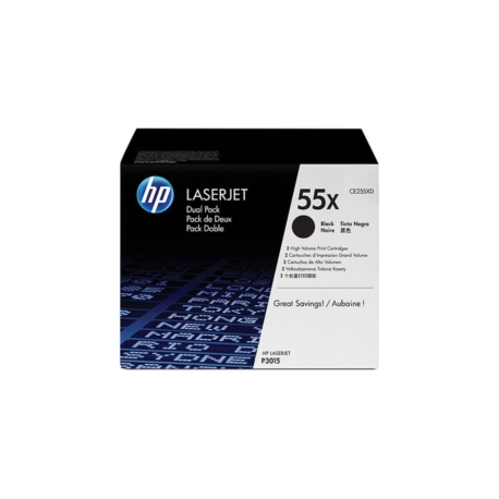 TONER CE255XD NERO DOPPIO ORIGINALE - HP LASERJET CP3520/P3015 (2X12.500 PAGG.)