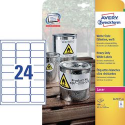 ETICHETTE RESISTENTI PERMANENTI POLIESTERE BIANCO LASER E INKJET AVERY 63,5X33,9 480PZ