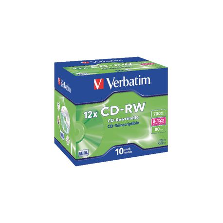 PK10 CD-RW VERBATM 700MB 80MIN 8X-12X JC