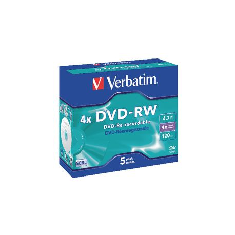 PACK5 DVD-RW VERBATIM 4X 4.7GB JEWELCASE
