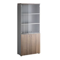 Mobile alto con 2 ante basse 4 ripiani linea "Stilo" 90cm x 40,1cm x 212,5cm - noce