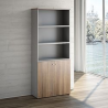 Mobile alto con 2 ante vetro e 2 ante legno 4 ripiani linea "Stilo" 90cm x 40,1cm x 212,5cm - noce