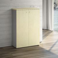 Mobile medio linea "Stilo" 2 ante legno, 2 ripiani - acero