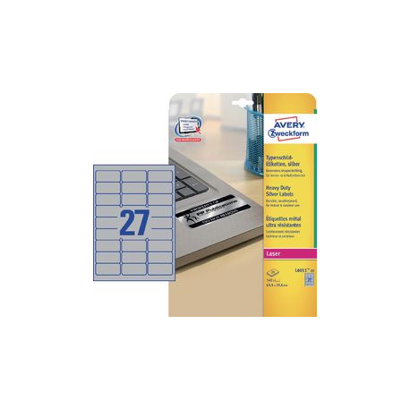 AVERY CF 20 FF 27 ETICH. BIANCO IN POLIESTERE STAMPA LASER COD. L6011 63,5X29,6