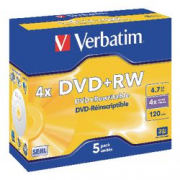 PACK5 DVD+RW VERBATIM 4X 4.7GB JEWELCASE