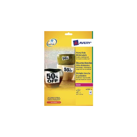 AVERY CF 20 FF 48 ETICH. BIANCO IN POLIESTERE STAMPA LASER COD. L4778 45,7X21,2