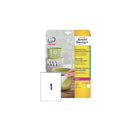 AVERY CF 20 FF 1 ETICH. BIANCO ADESIVE IN POLIESTERE STAMPA LASER COD. L4775REV 210X297
