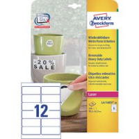 ETICHETTE RESISTENTI RIMOVIBILI POLIESTERE BIANCO LASER E INKJET AVERY  99.1X42.3MM 240PZ