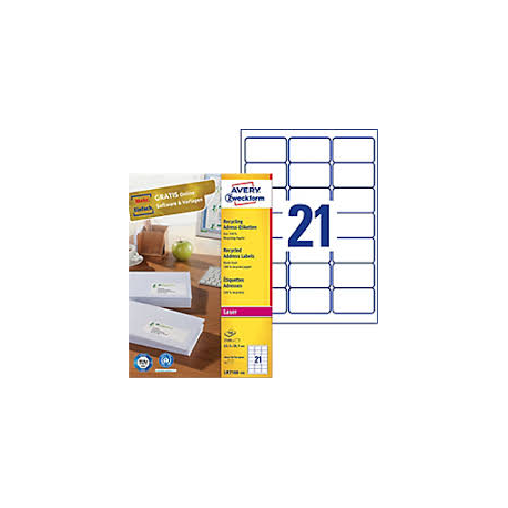ETICHETTE RICICLATE BUSTE E PACCHI LASER AVERY 63.5x38.1 2100PZ