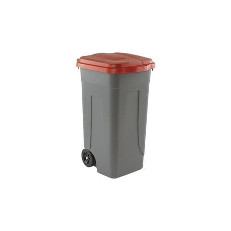 BIDONE GRIGIO 100L RACC. DIFF. COPERCHIO ROSSO DL