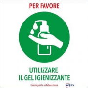 CF2 AVERY ETICH. A4 "UTILIZZARE IL GEL IGIENIZZANTE"