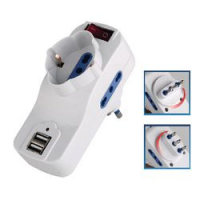 ADATT ROT. 16A 2X2P TBIP SCH BIP USB