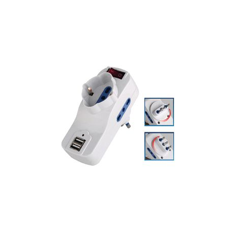 ADATT ROT. 16A 2X2P TBIP SCH BIP USB